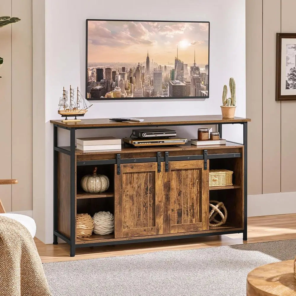 Industrial Rustic TV Stand With Storage For 55 Inch