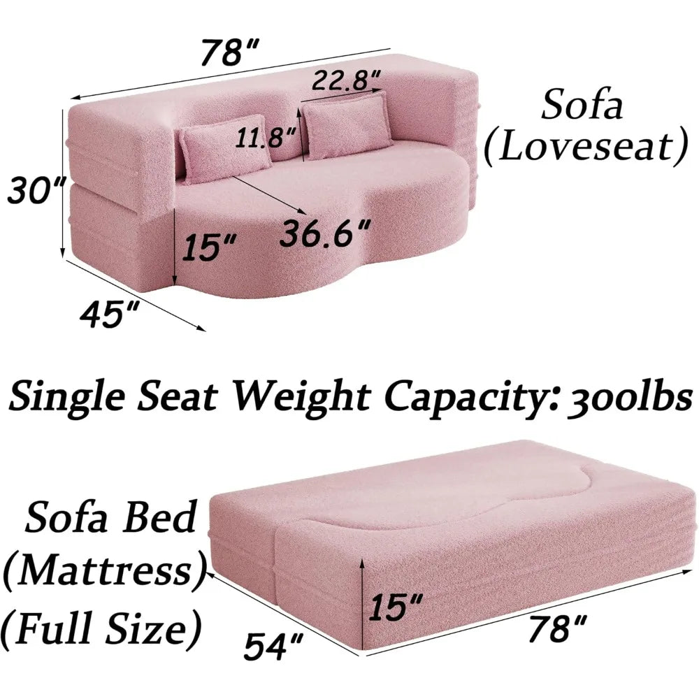 EAJNFAJK Convertible Folding Sofa Bed Memory Foam Sleeper