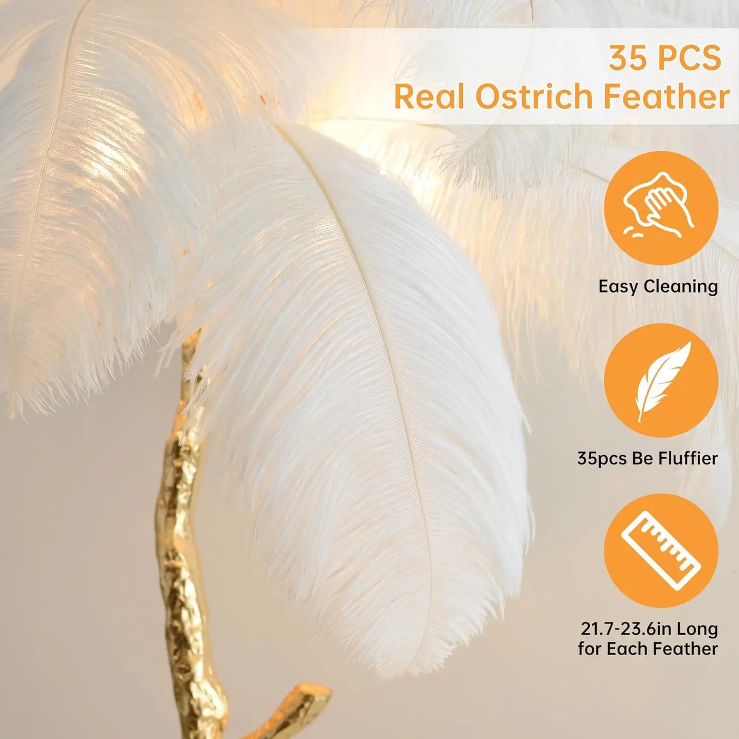 Luxury Resin Ostrich Feather Floor Lamp