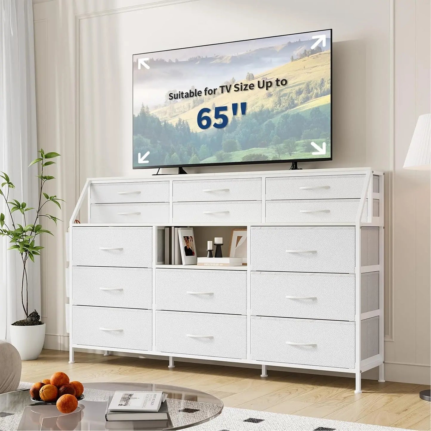 14 Drawer Dresser With Wooden Top Frame Television Stand