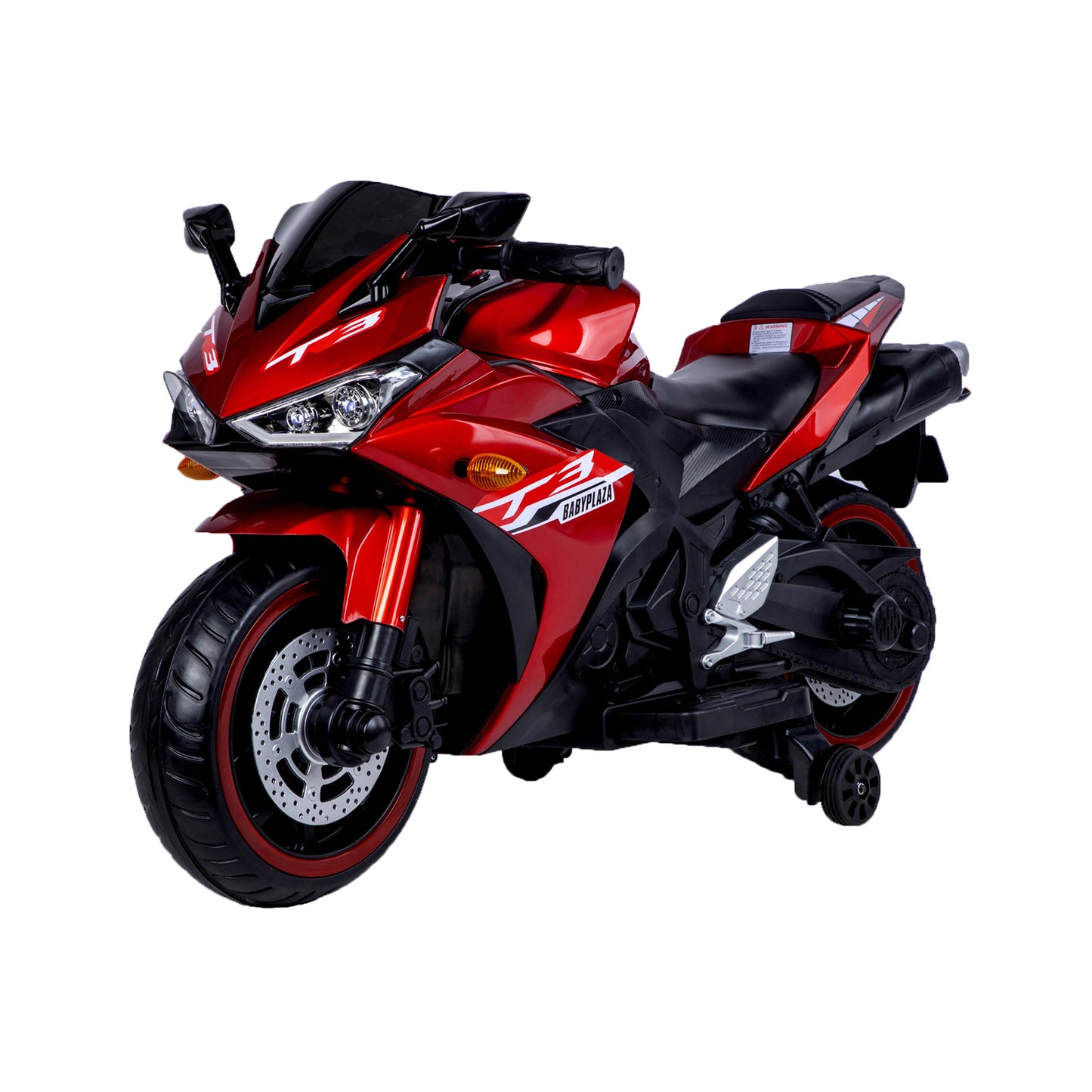 Kids Electric Motorcycle With Training Wheels Manual Throttle