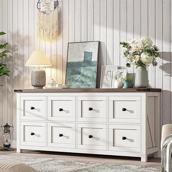DAFIFY Farmhouse Dresser With 8 Drawers TV Stand Storage
