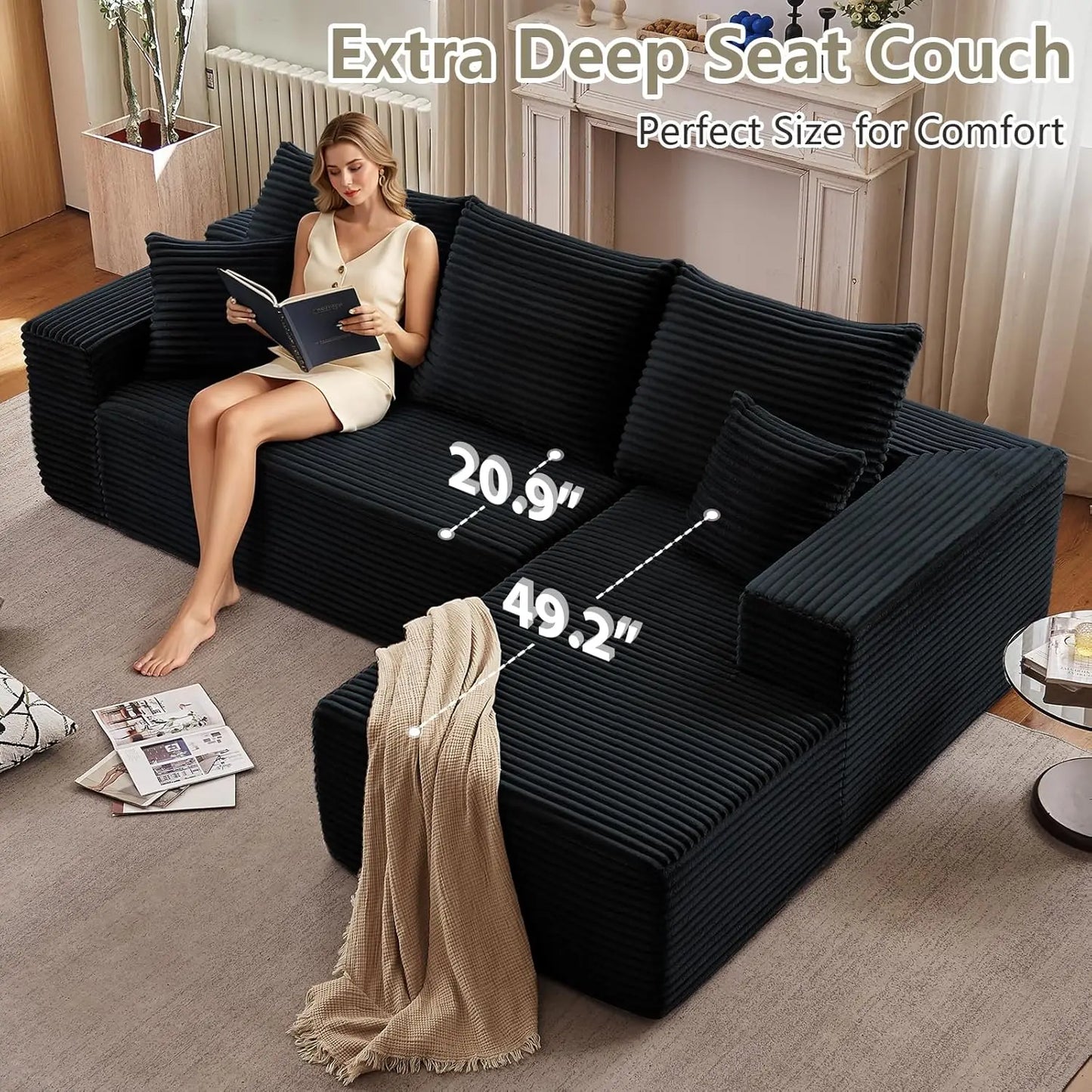 L Shaped Cloud Couch With Chaise Lounge Modular Sectional