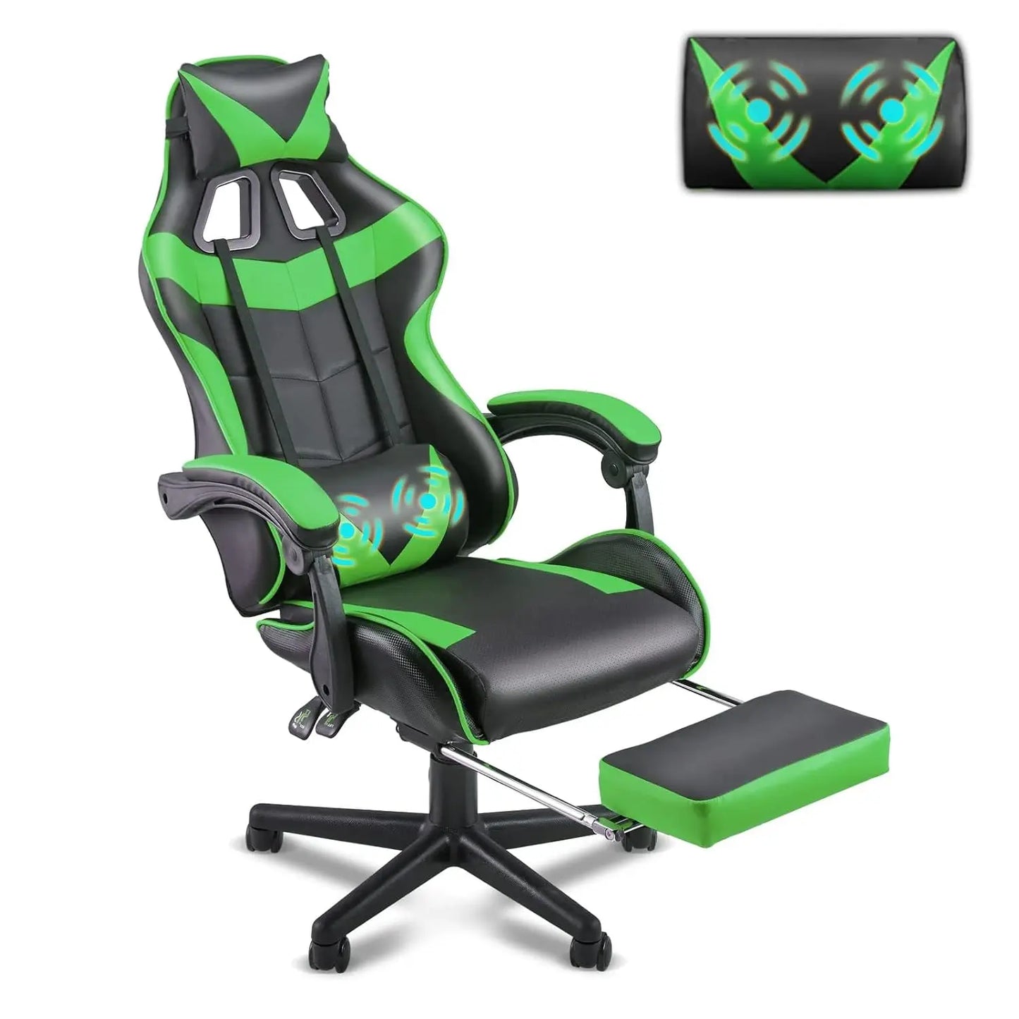 Ergonomic Gaming Chair With Bunny Ears Headrest Lumbar Support