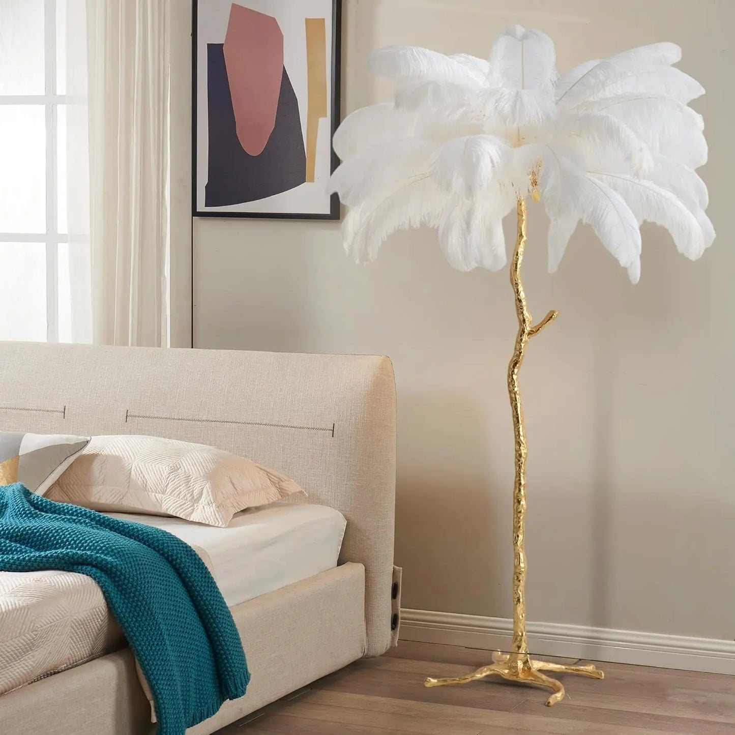 Luxury Resin Ostrich Feather Floor Lamp