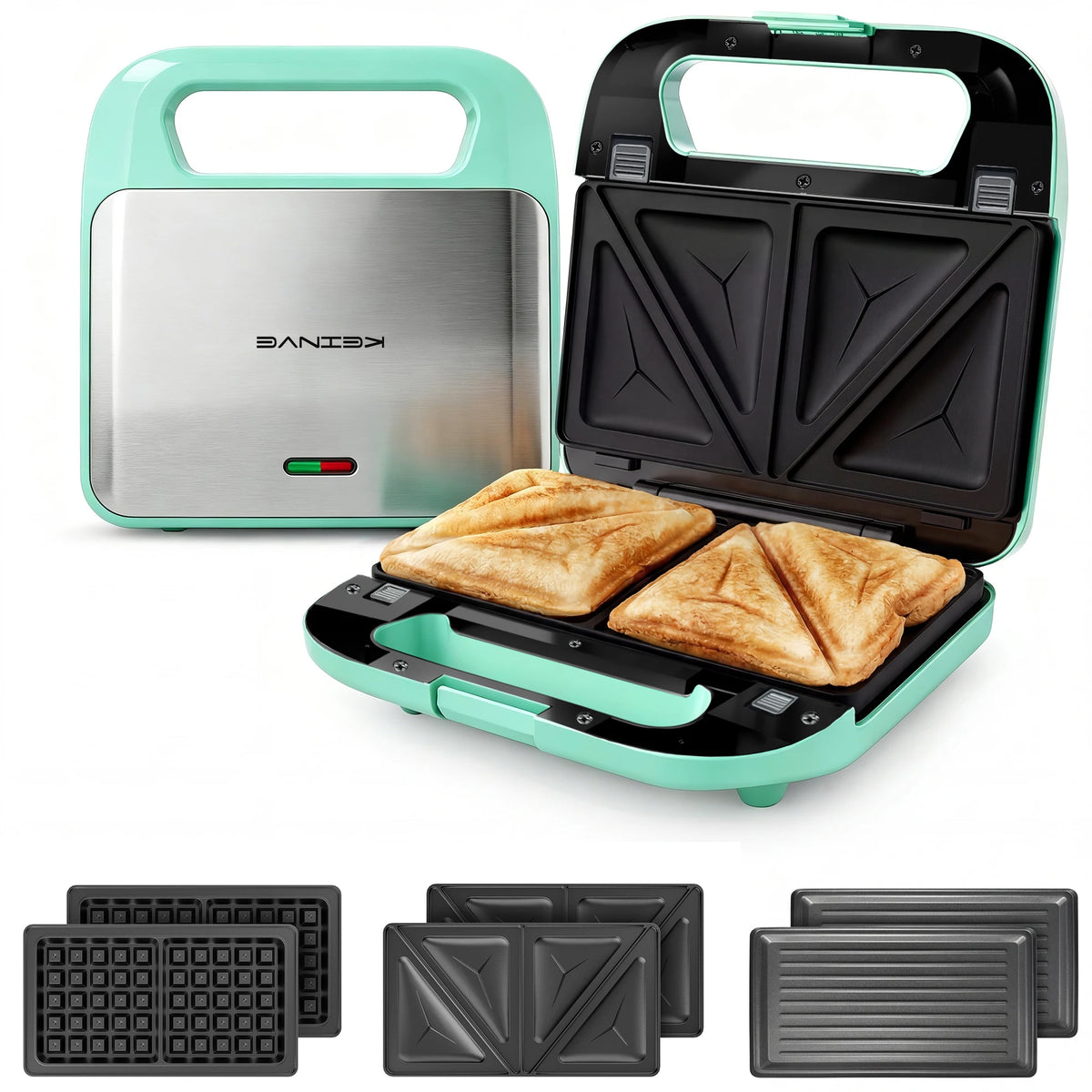 CACHOO 3-in-1 Sandwich Maker Panini Waffle Iron Grill