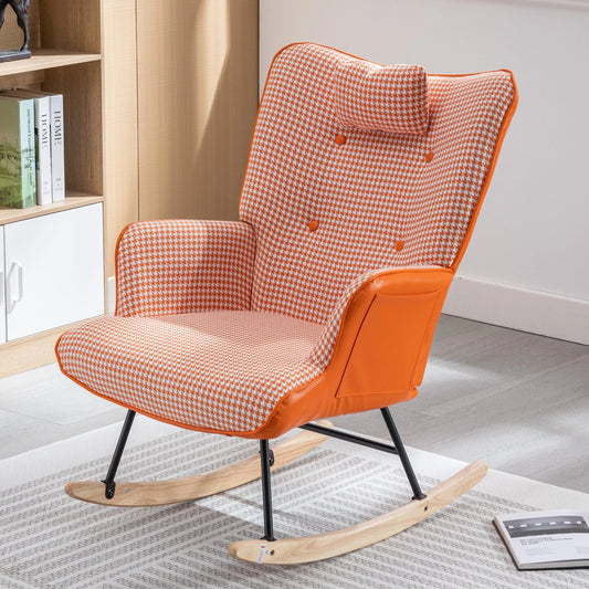 35.5 Inch Modern Nursery Rocking Glider Chair With High Backrest For Home