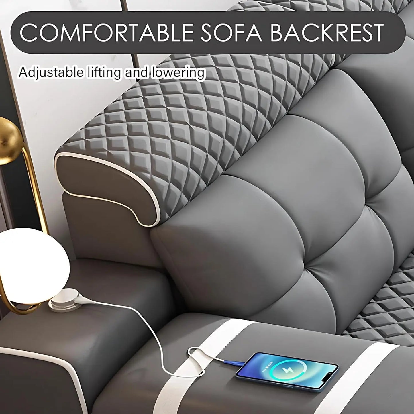 Combination Modern Faux Leather L Shaped Ergonomic Sofa Set