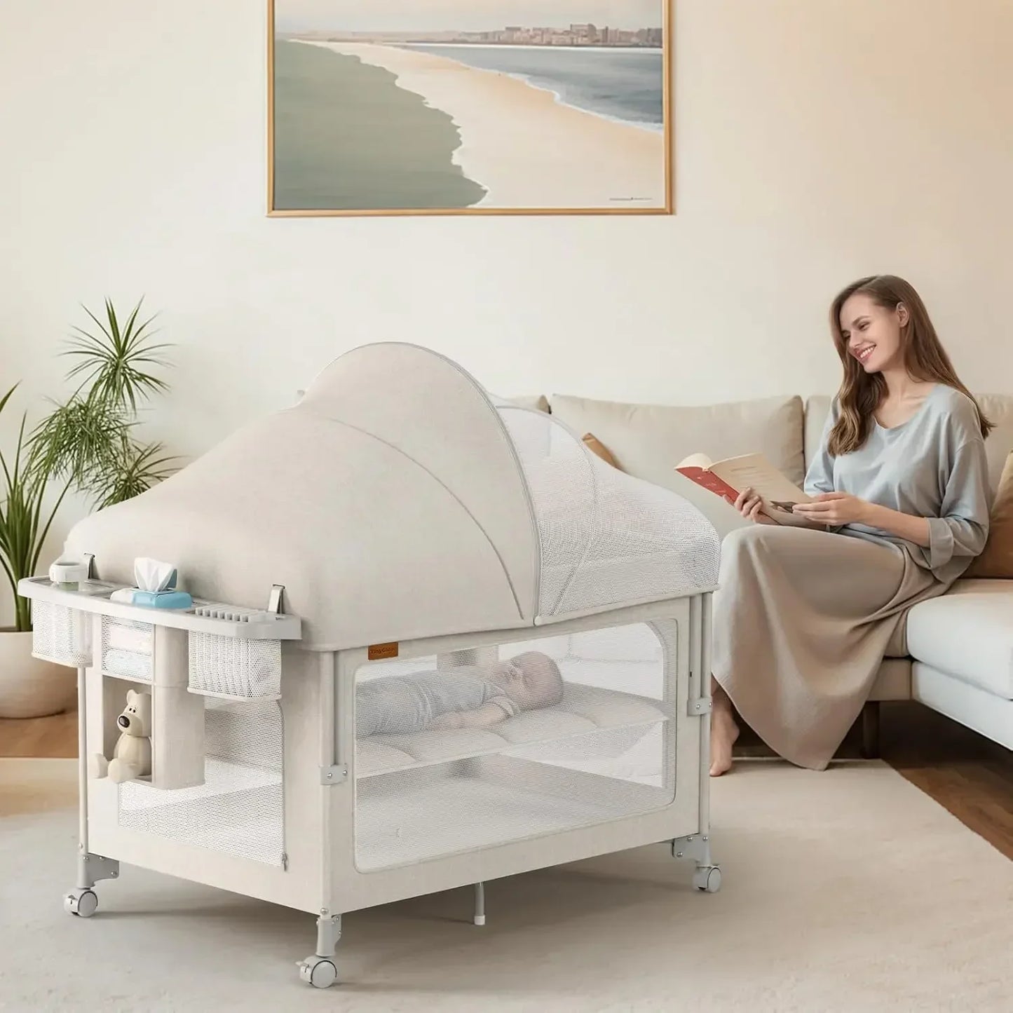 FourInOne Baby Bassinet Pack And Play Bedside Crib Portable