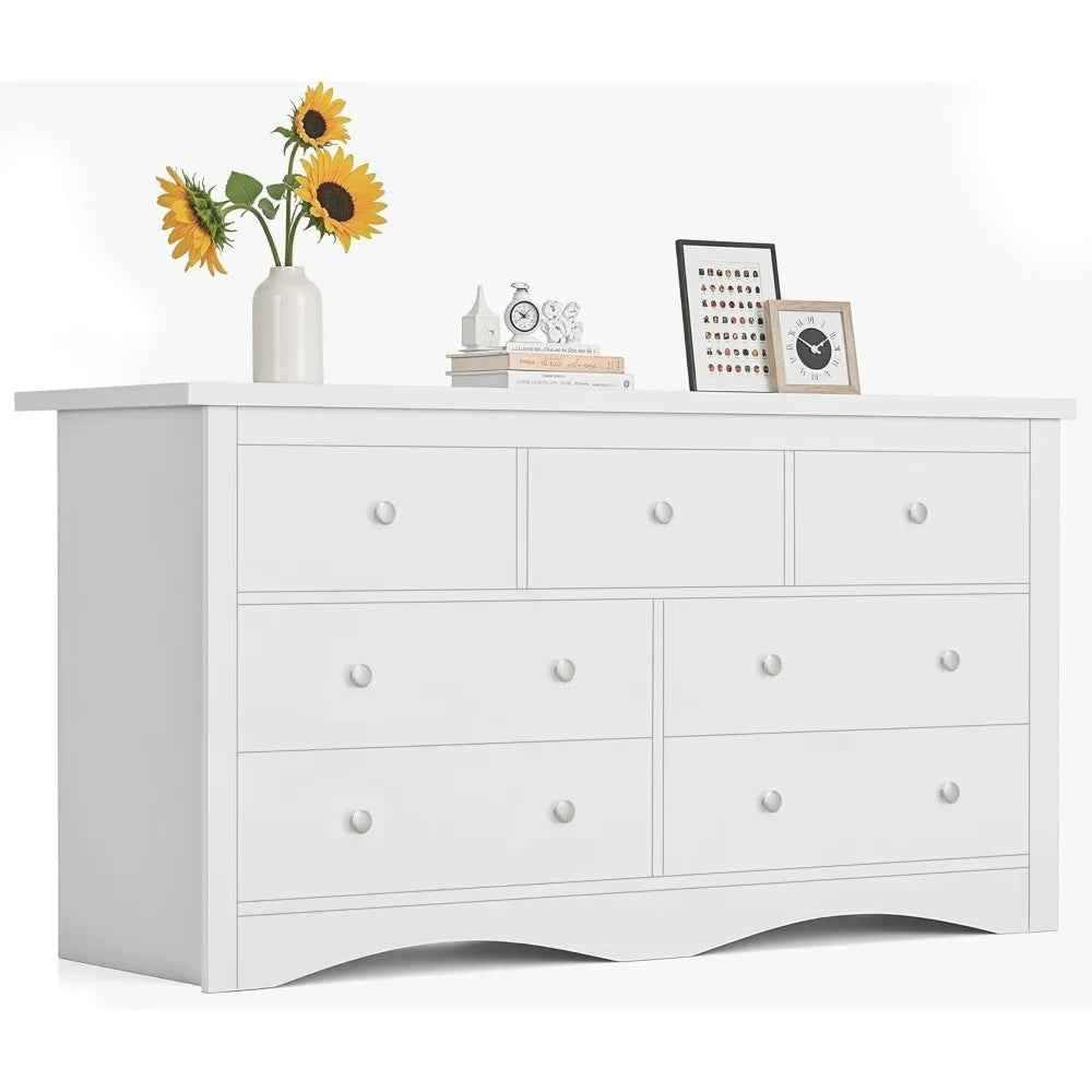Furmax Dresser For Bedroom 7 Drawer Chest TV Stand Storage