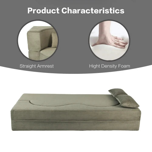 Memory Foam Sofa Bed Foldable With Faux Fur Upholstery
