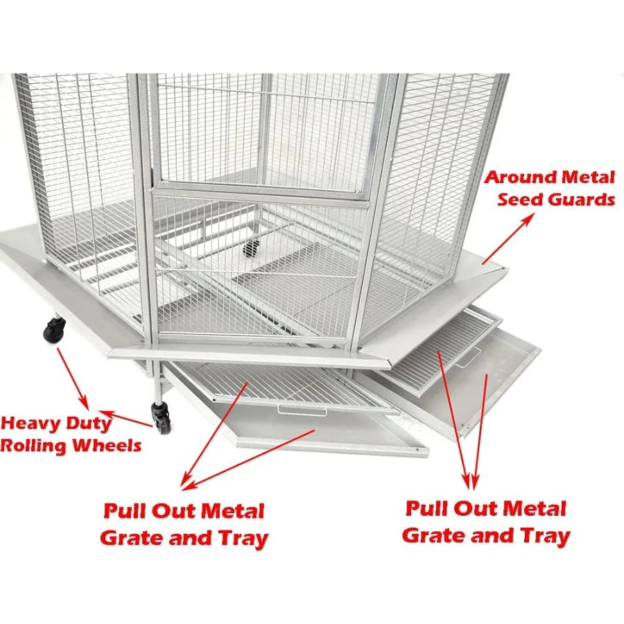 NONECN Stainless Steel Parrot Cage With Corner Flight