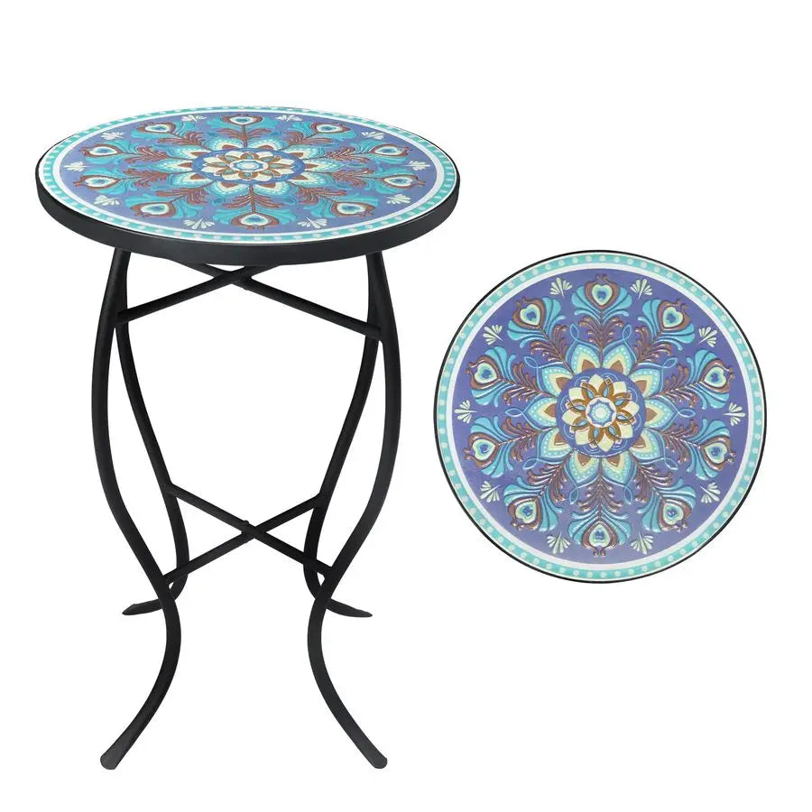 XMSJ Mosaic Outdoor Side Table for Patio and Garden
