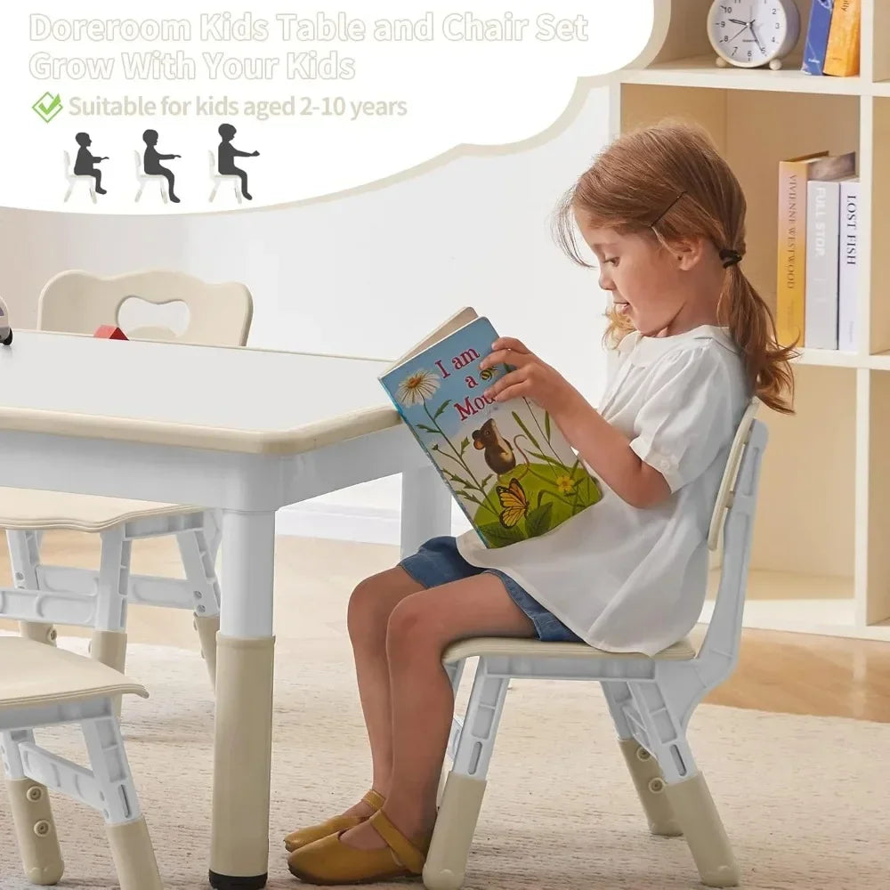 ANGDUO Durable Toddler Table And Chair Set Graffiti Desktop
