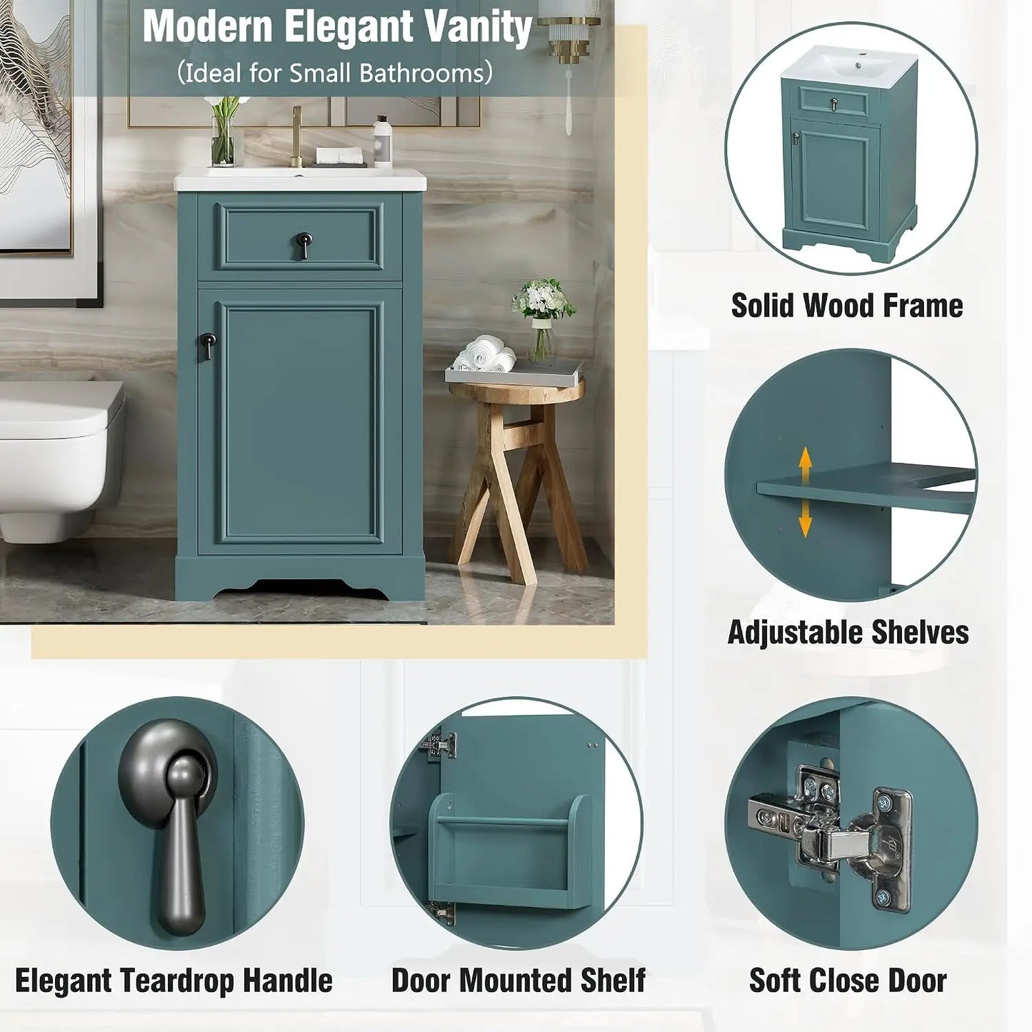 Modern Engineered Wood Bathroom Vanity With Single Sink