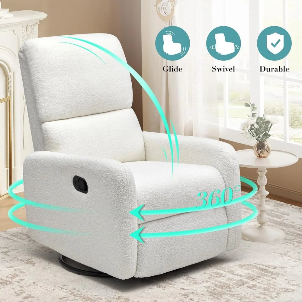 Swivel Glider Rocking Recliner Chair with Massage for Nursery and Living Room
