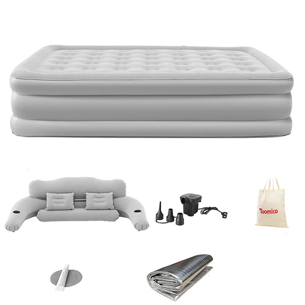 NONECN Inflatable Camping Air Bed With Backrest For Two