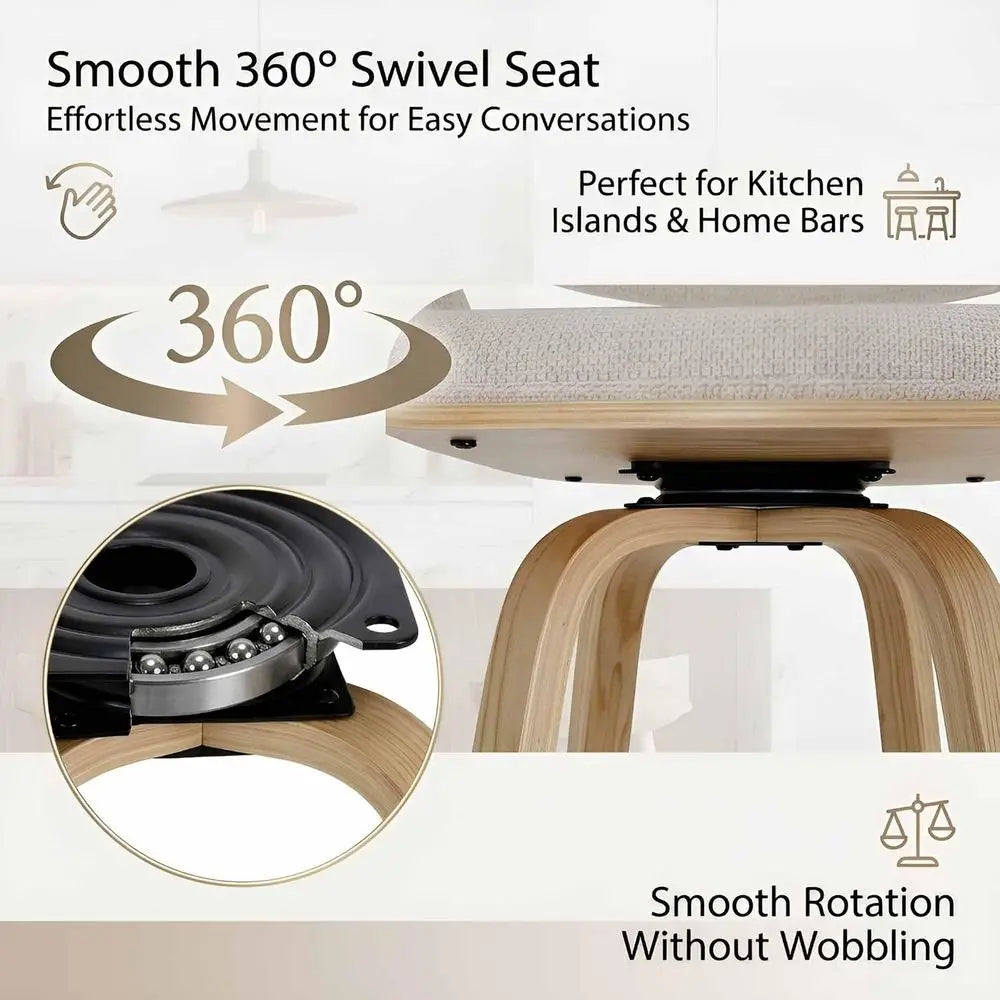 Modern Bar Stools Set of 4 With Backs Beige Swivel Counter
