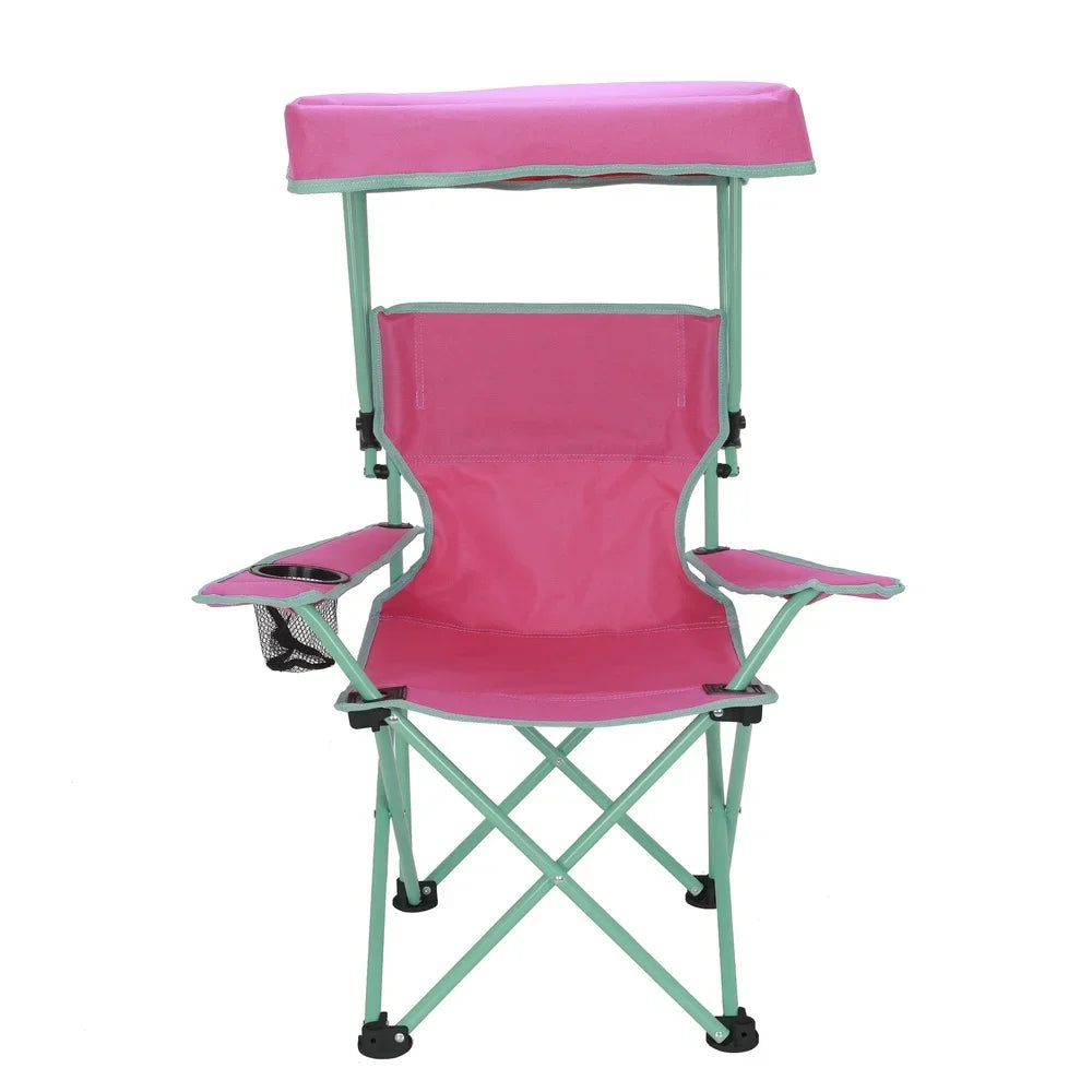 Kids Canopy Camp Chair With Sunshade And Cup Holder