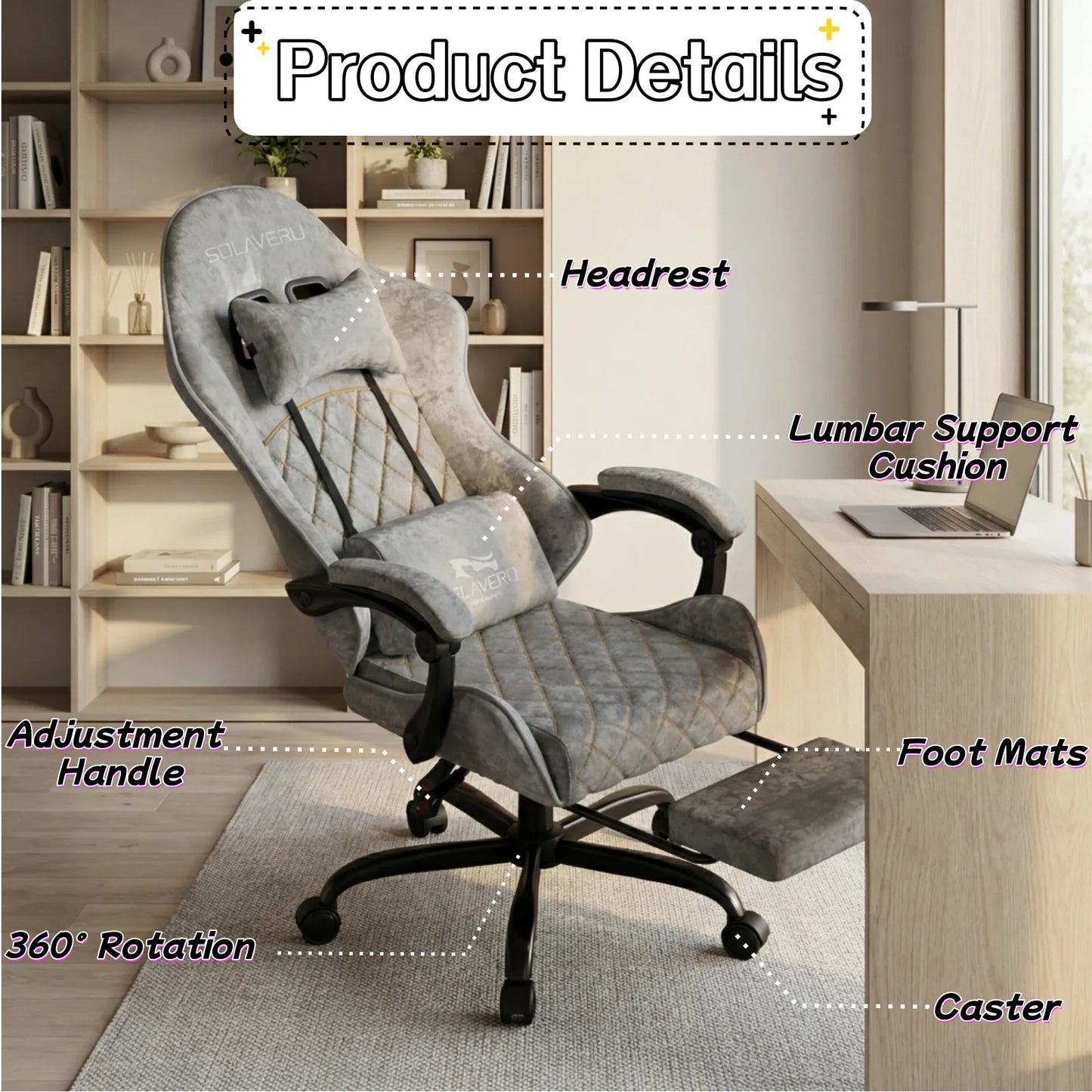 Massage Gaming Chair Ergonomic Office Chair With Headrest