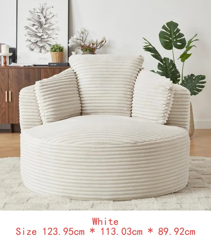 General Corduroy Round Chair Cushioned Backrest Modern