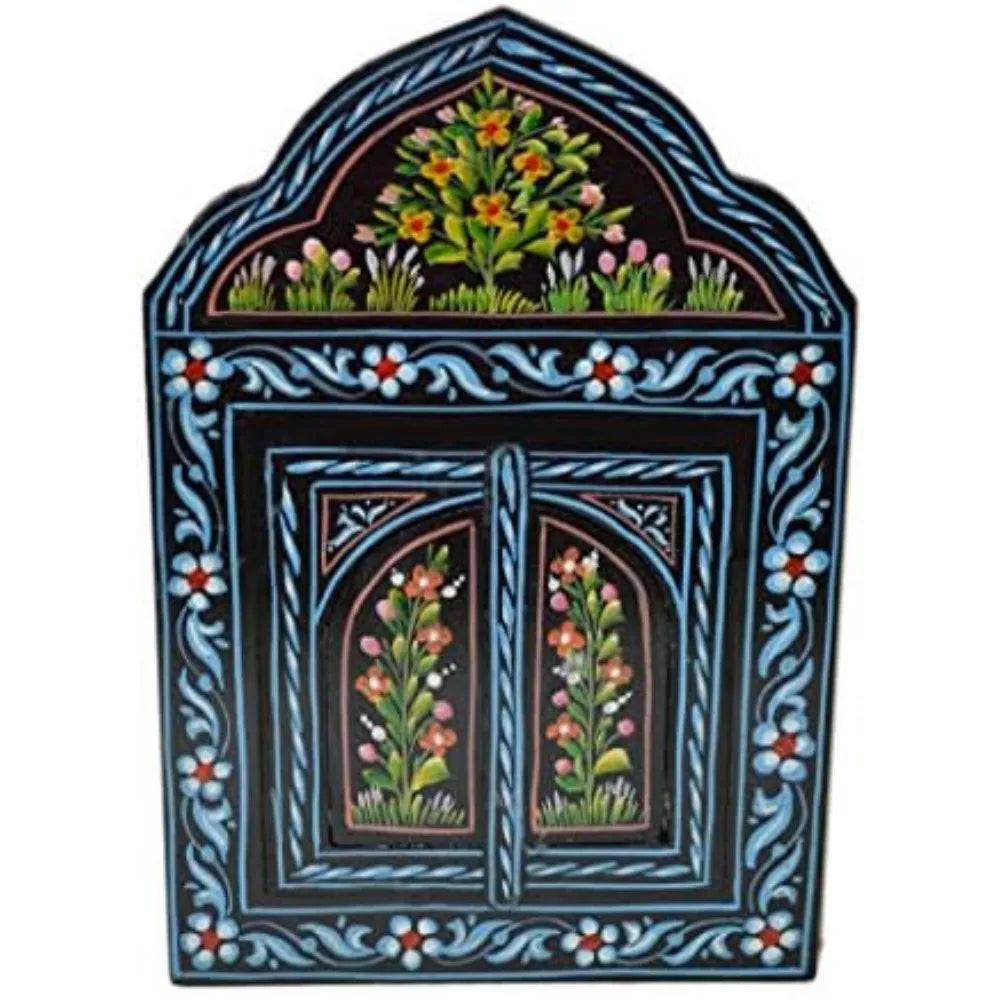 Handcrafted Moroccan Style Painted Door Wall Mirror Decor