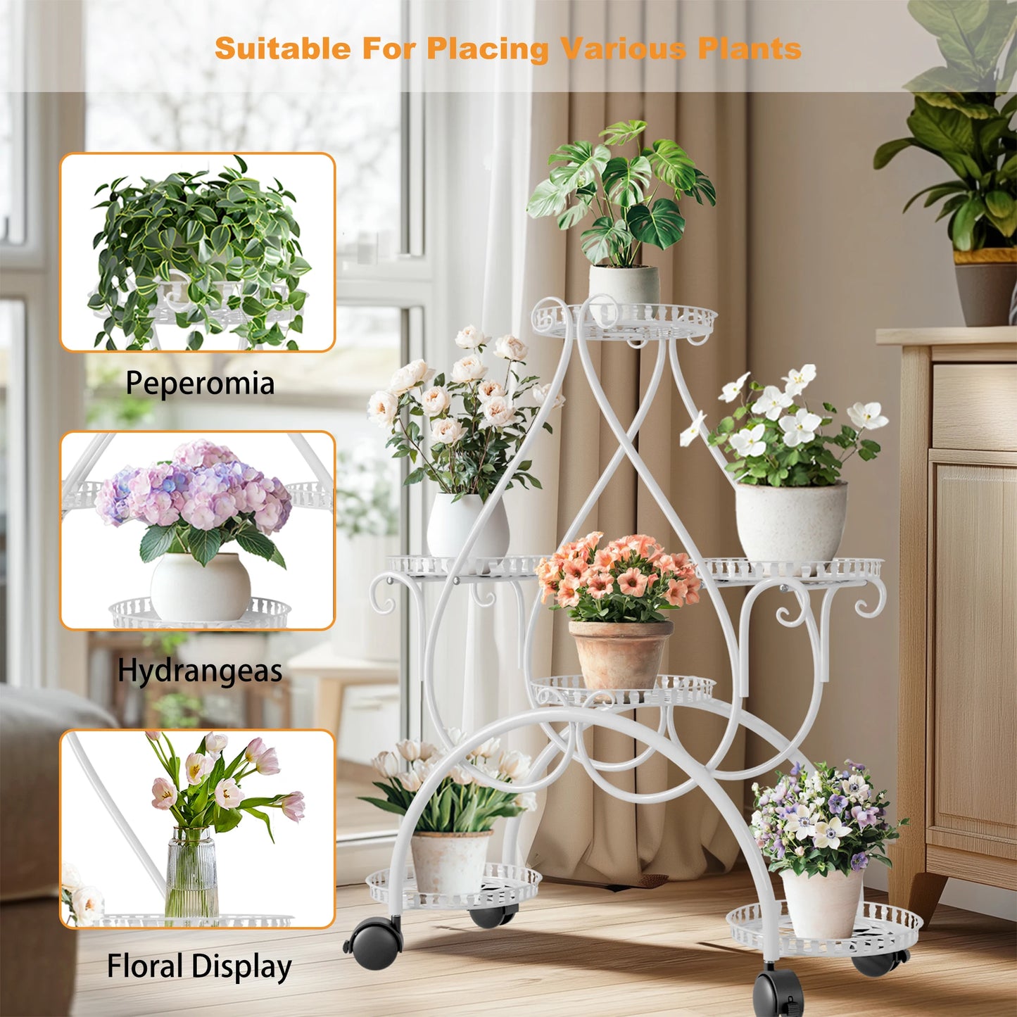 Wisfor 6 Tier Metal Flower Pot Display Stand Outdoor