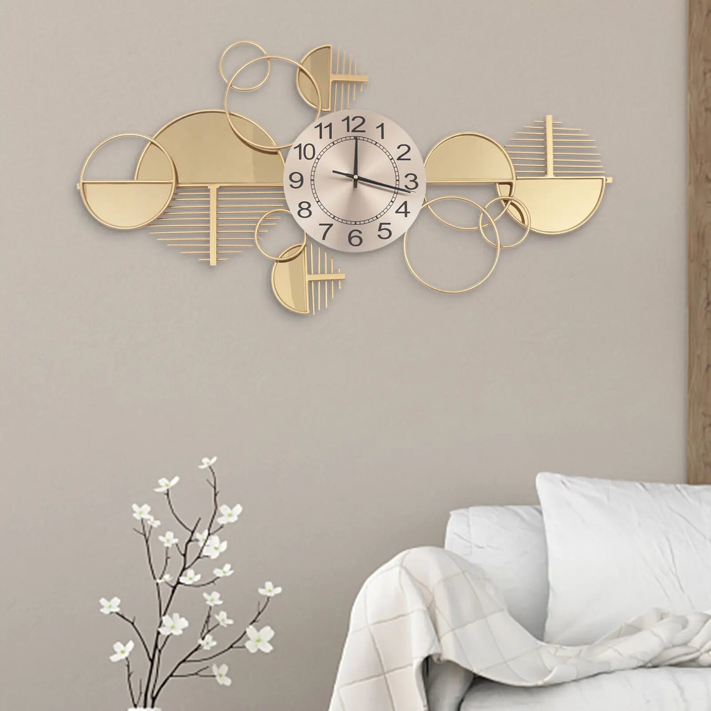 Modern Wall Clock Mid Century Metal Minimalist Home Decor