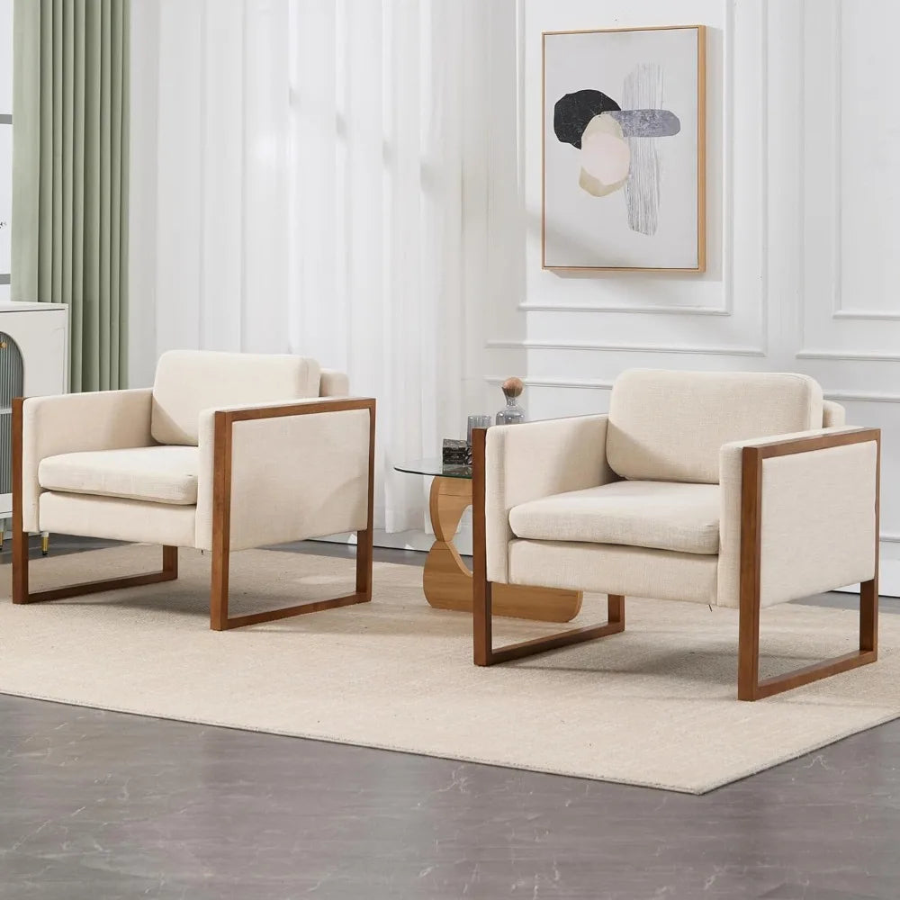 DAFIFY French Country Linen Accent Club Armchair Set