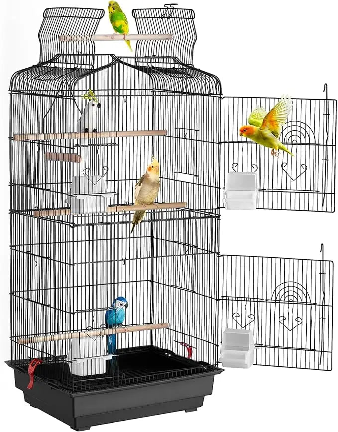 Stainless Steel Open Top Parrot Cage For Large Birds