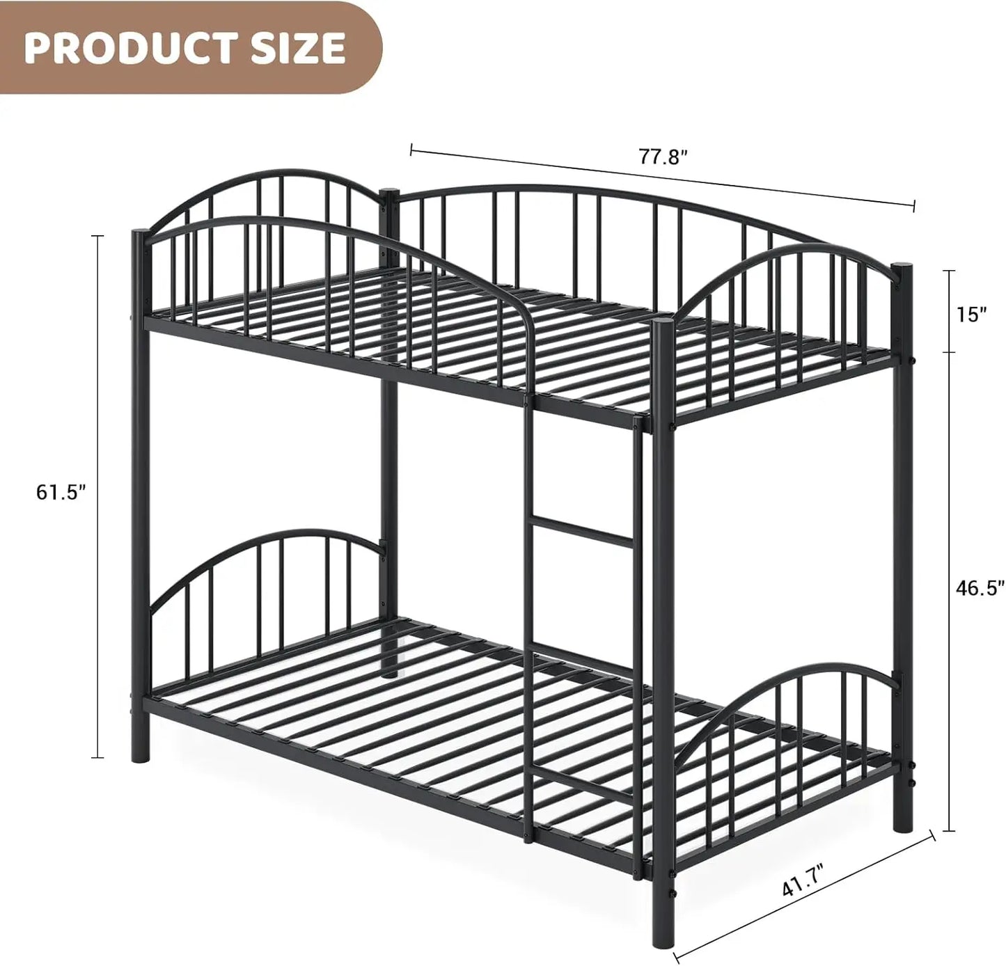 HiMISSH Metal Bunk Bed Twin Over Twin Safety Ladder