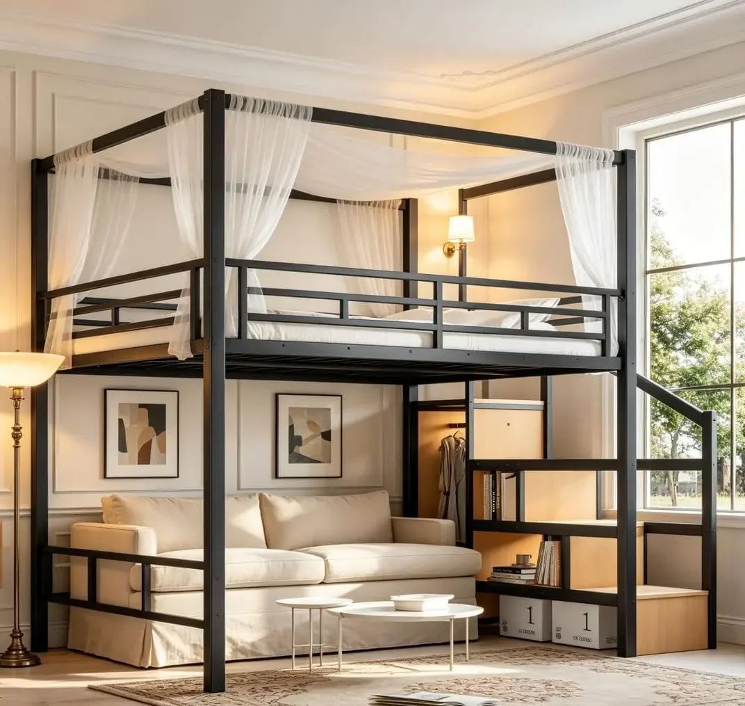 Queen Loft Bed With Storage Stairs And Wardrobe System
