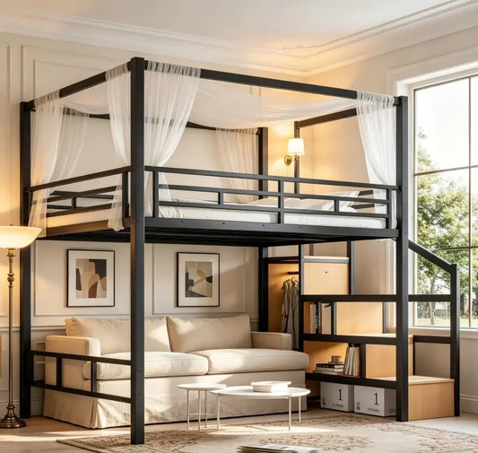 Queen Loft Bed With Storage Stairs And Wardrobe System
