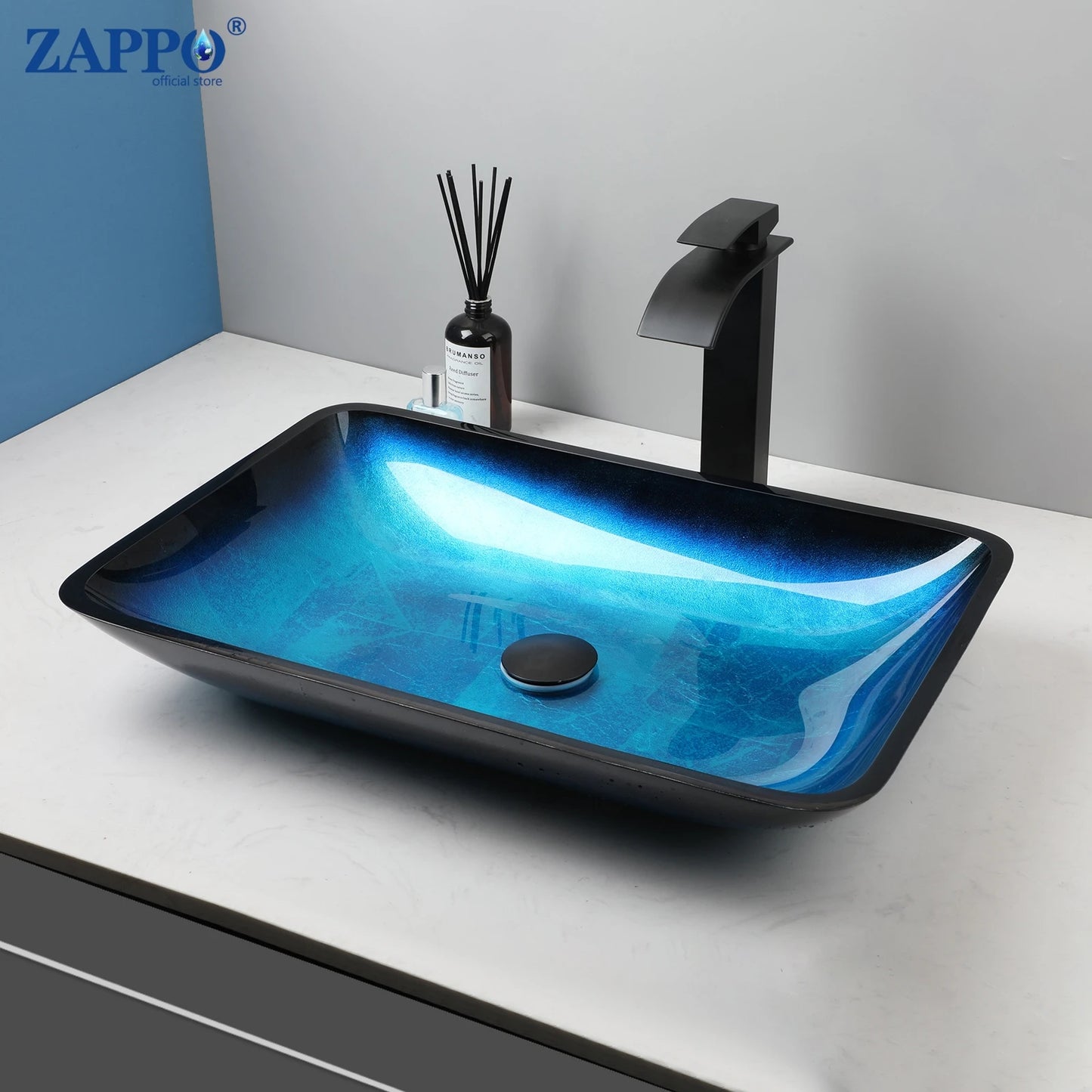 Torayvino Tempered Glass Vessel Sink With Waterfall Faucet