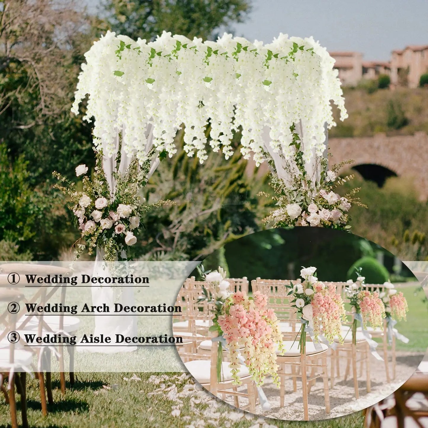 CHENAO CN Giant Wisteria Artificial Flowers Hanging Garland