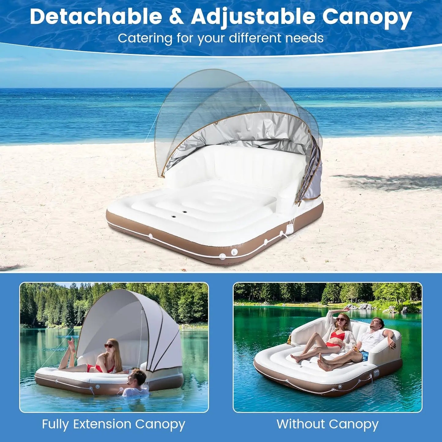 Inflatable Island With Canopy Sunshade for Outdoor Parties