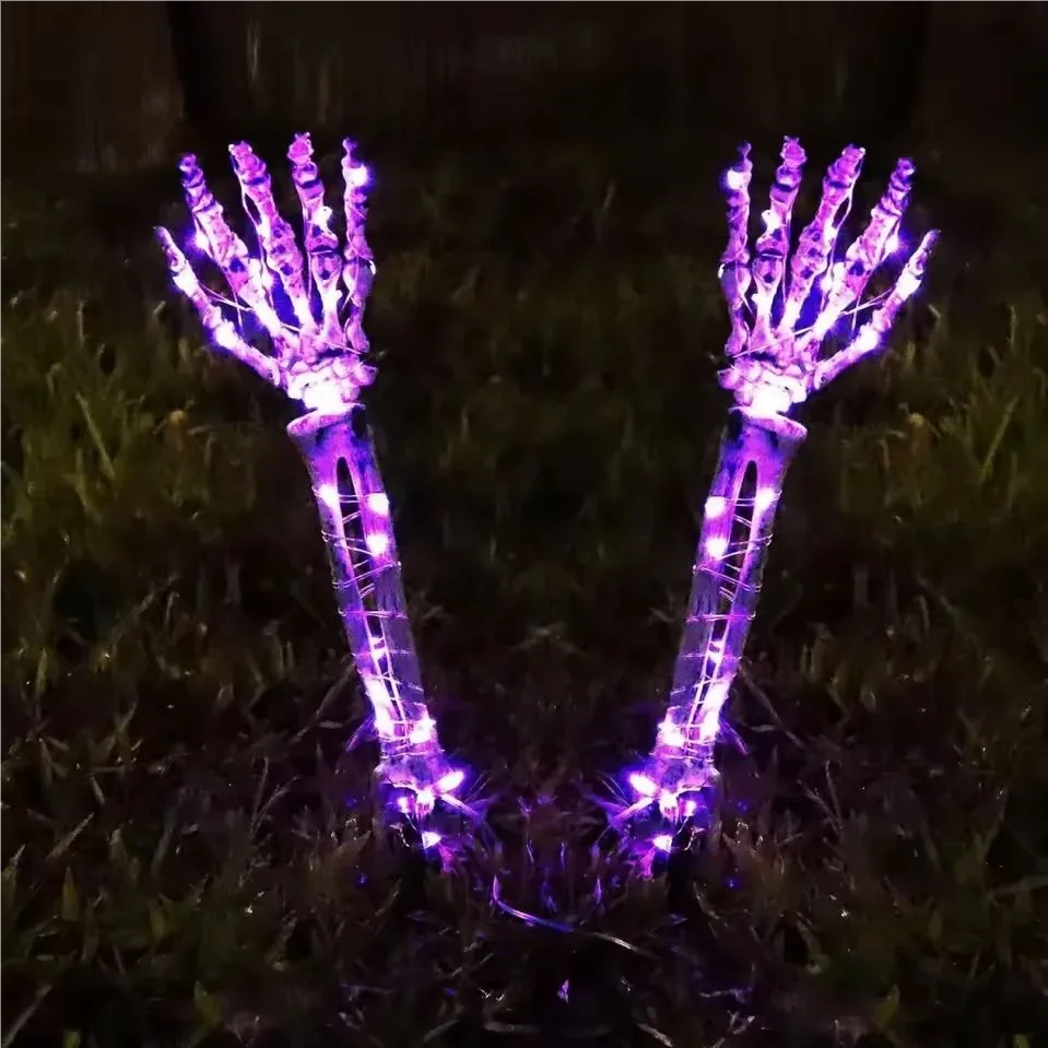 Two Pack Halloween Solar Ghost Hand LED Garden Stakes