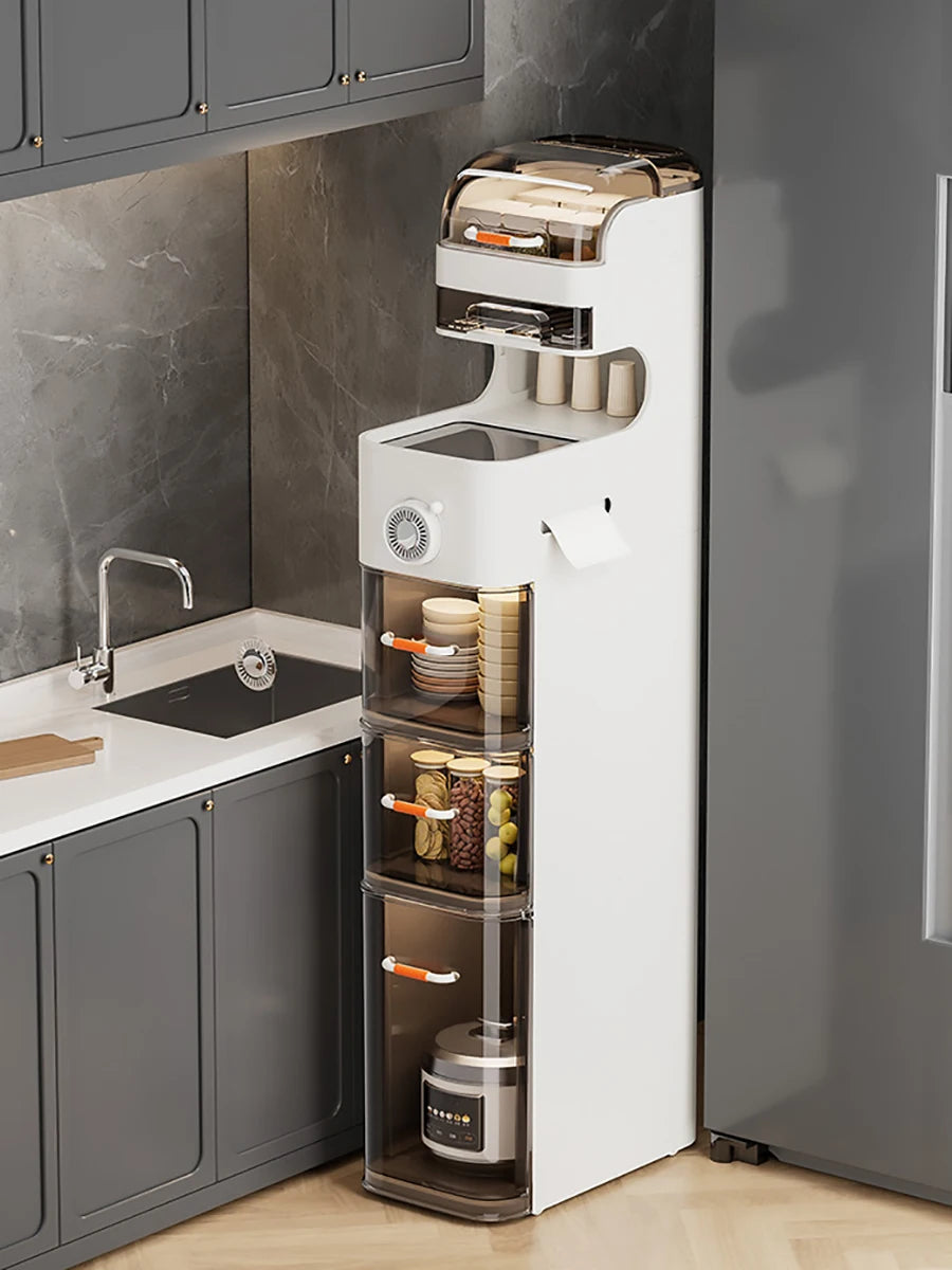 Narrow Bathroom Floor Storage Cabinet with Wheels