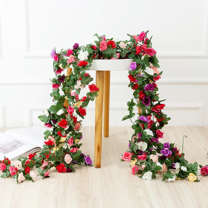 Silk Rose Vine Garland For Wedding Decoration