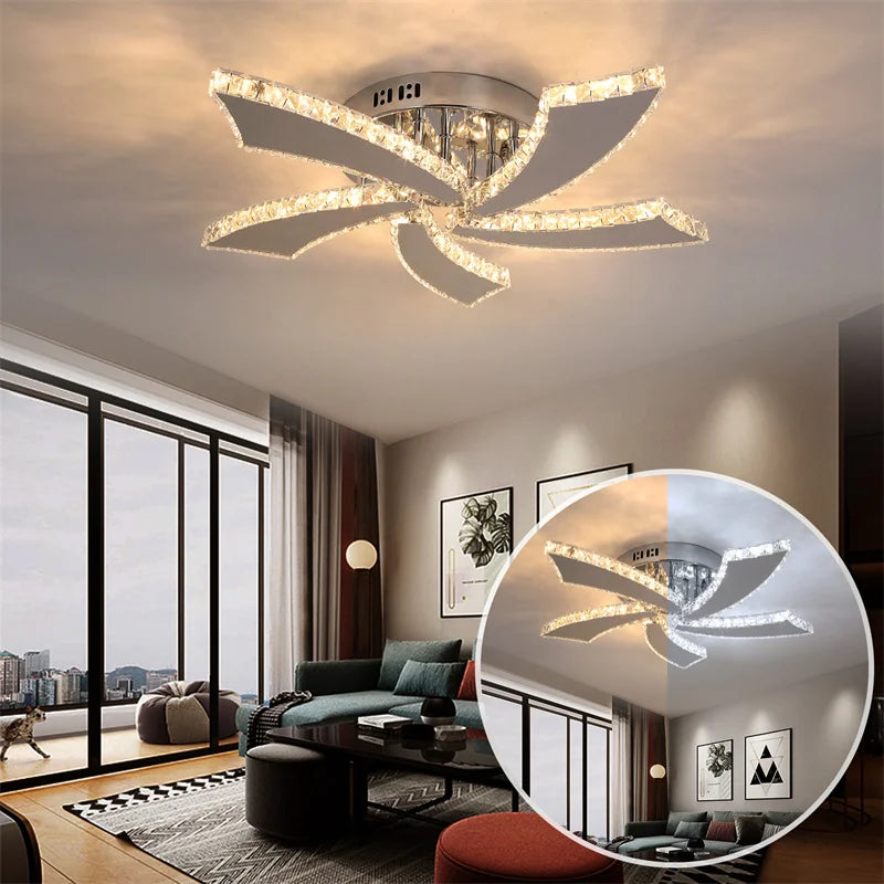 Vetrulus Modern Crystal LED Chandelier With Smart Remote Control
