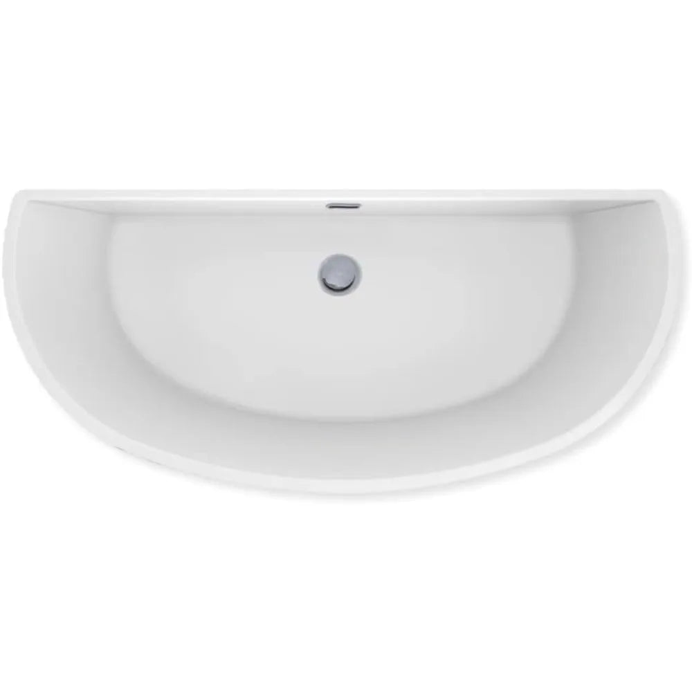 Trinity 69 Inch Modern White Freestanding Soaking Bath Tub with Chrome Drain