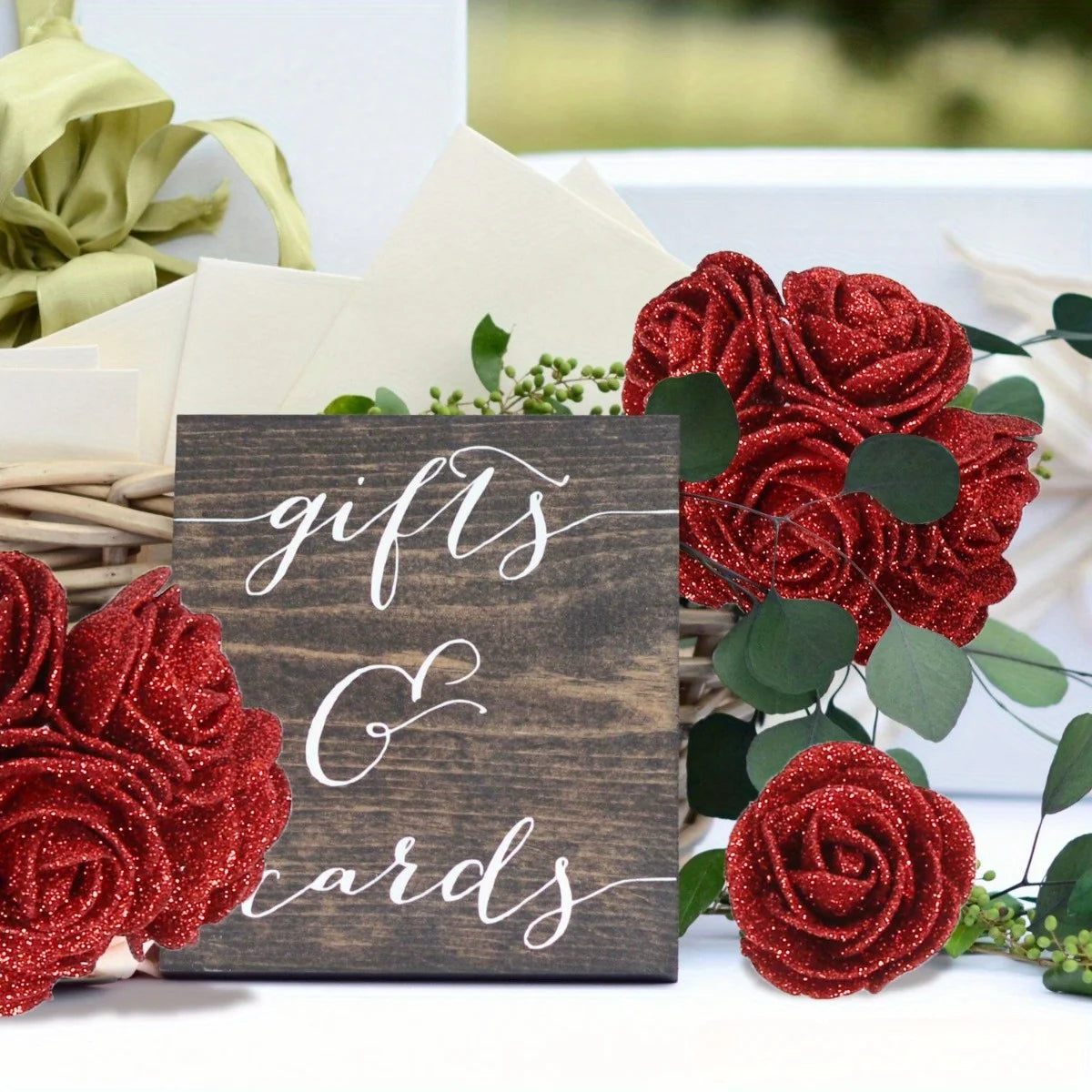 Artificial Rose Flowers Glitter Foam Roses With Stems Wedding