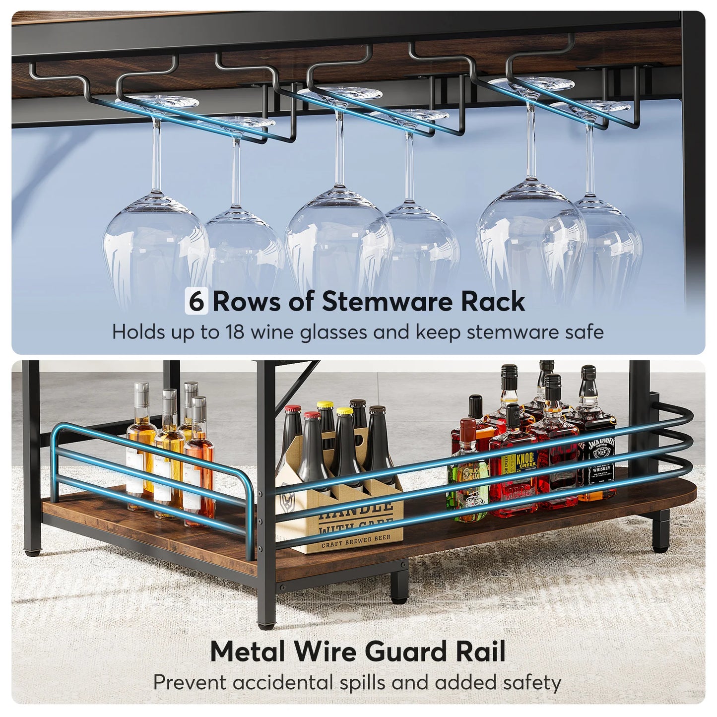 Tribesigns L Shaped Bar Unit With Storage Shelves Organizer