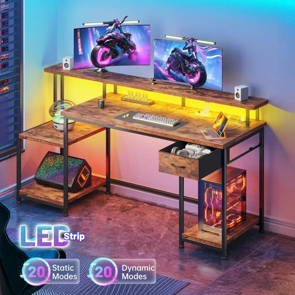 LZJV L Shaped Desk With Drawers And Storage