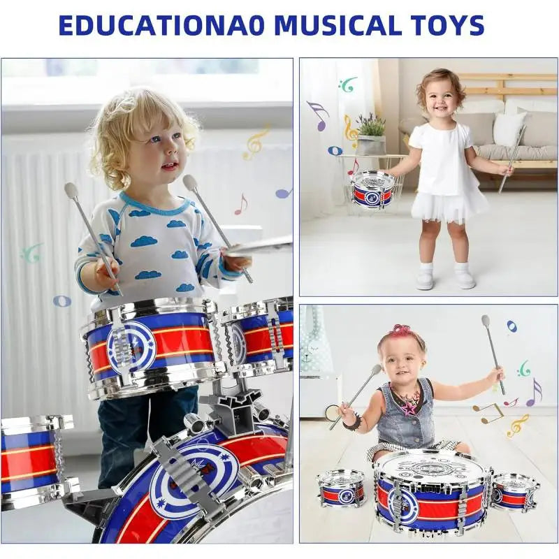 SANMERSEN Mini Jazz Drum Set for Beginners with LED
