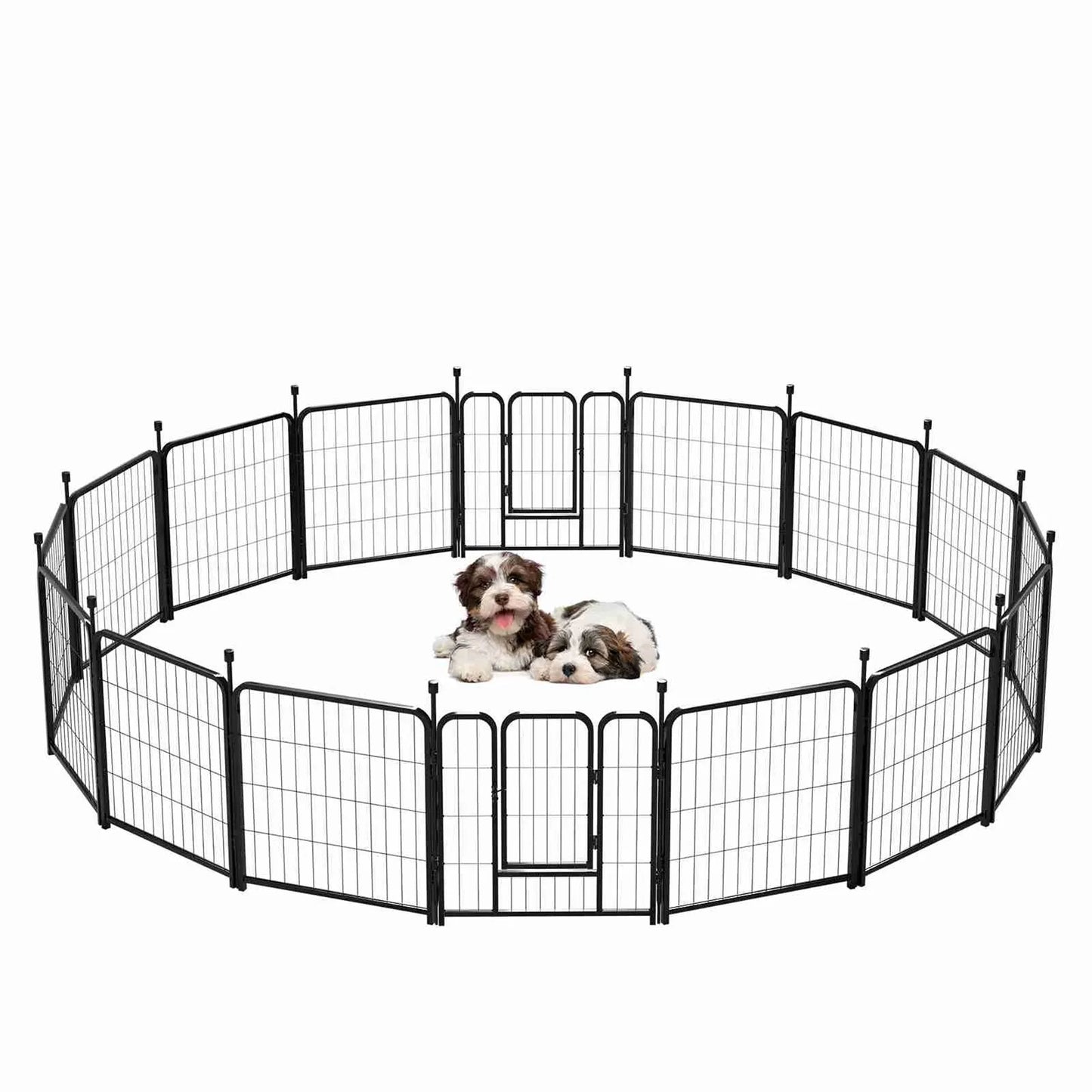 16 Panel 24 Inch Pet Exercise Playpen with Sound Reduction Cover and Clips