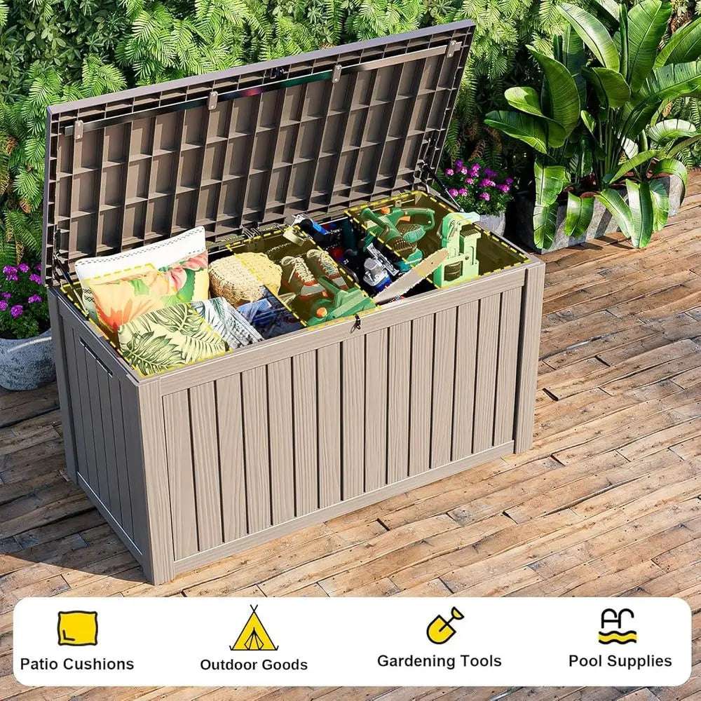 Outdoor Storage Box Lockable Resin Deck Box Reinforcement