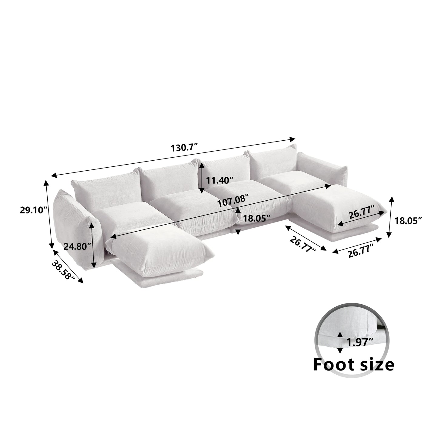 CN Guangdong Sectional Sofa Chenille U Shaped Comfort