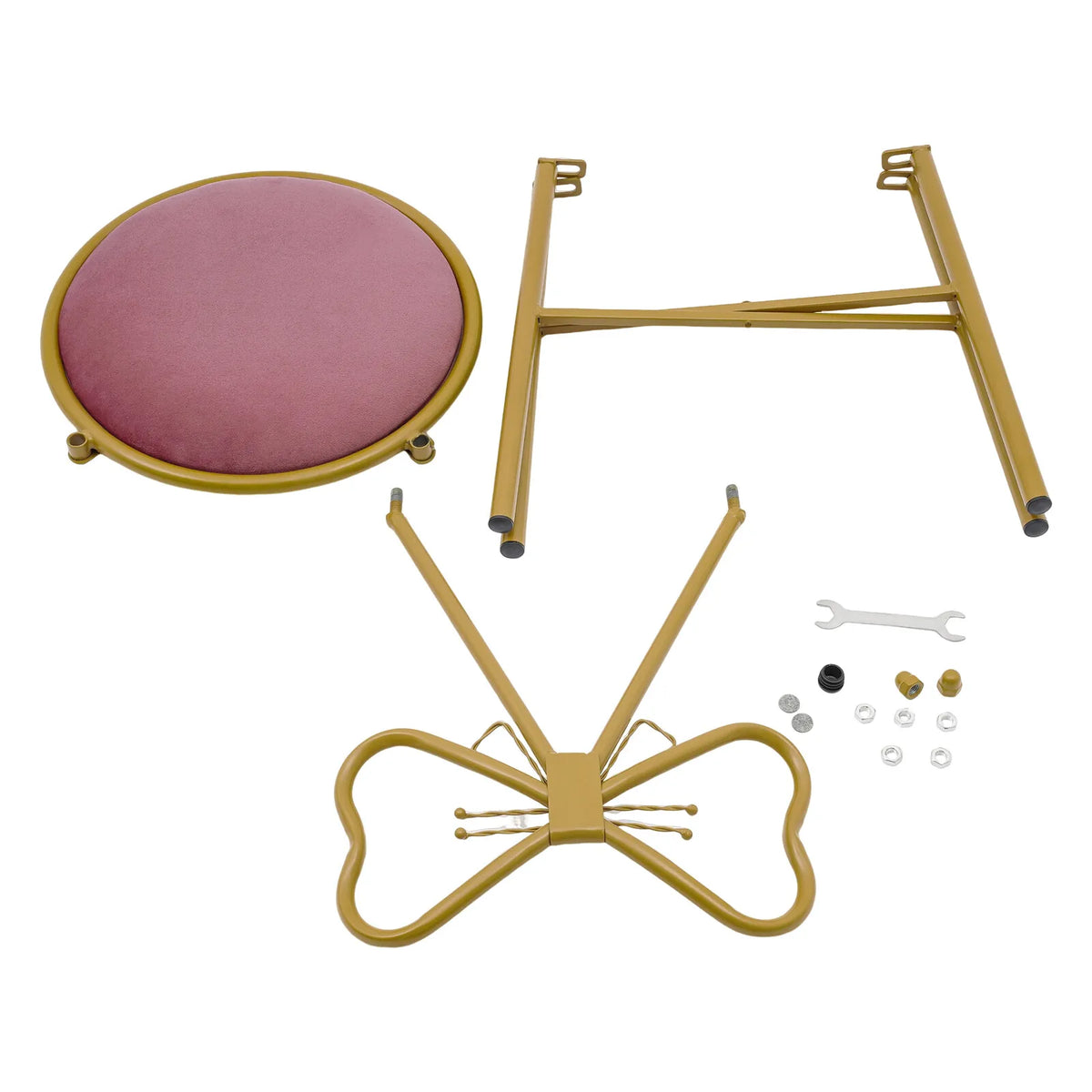 Princess Makeup Dressing Chair With Velvet Bow Backrest