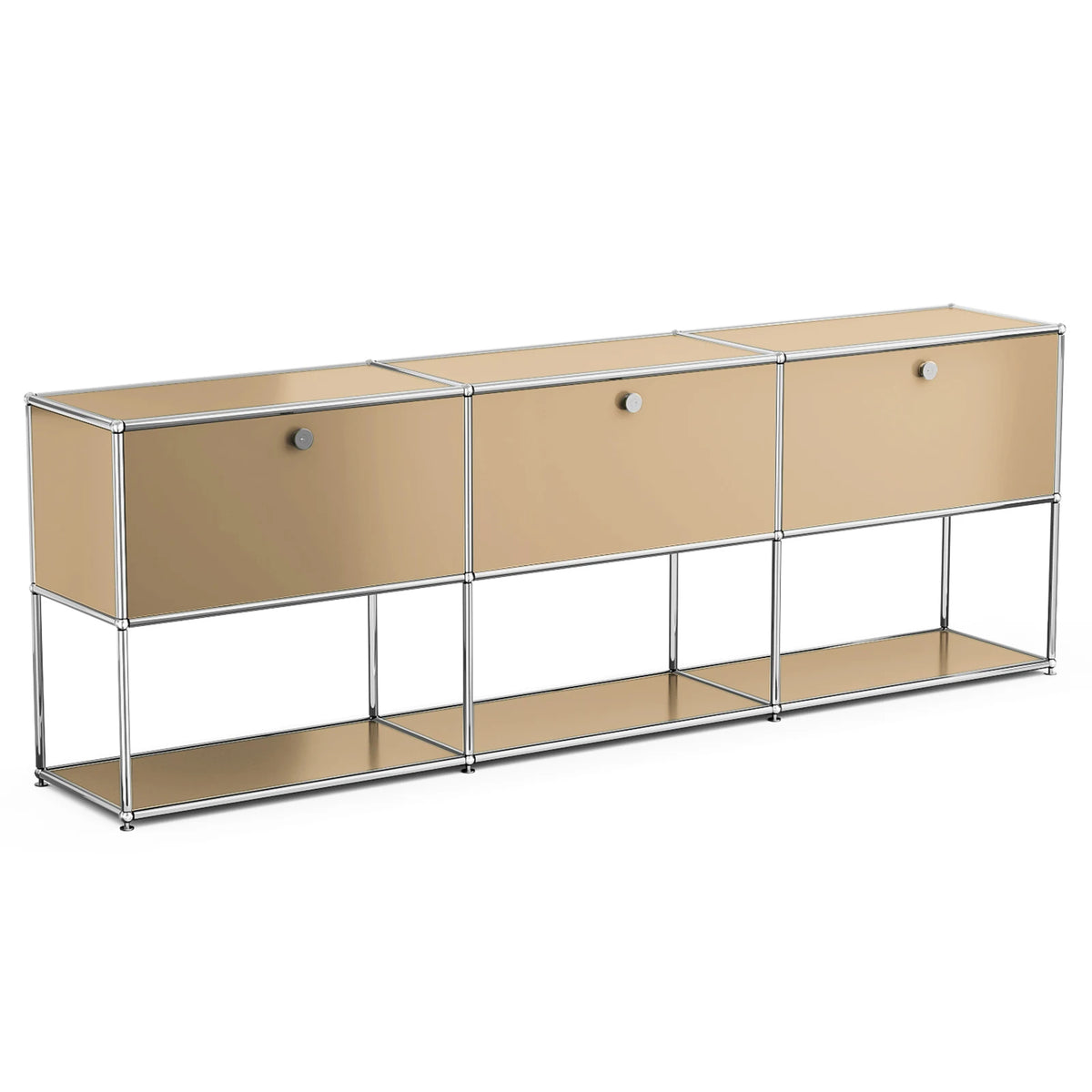 Modern Modular Sideboard Storage Cabinet Chrome Metal Frame Unit